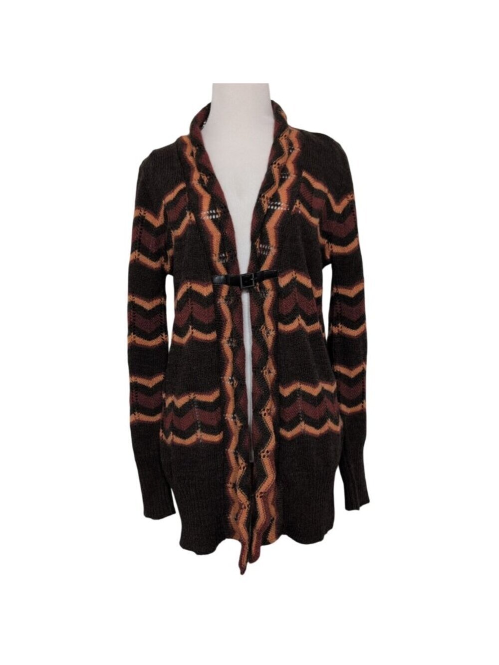 Lineamaglia Chevron Cardigan Womens Size Large Buckle Wool Alpaca Blend Sweater